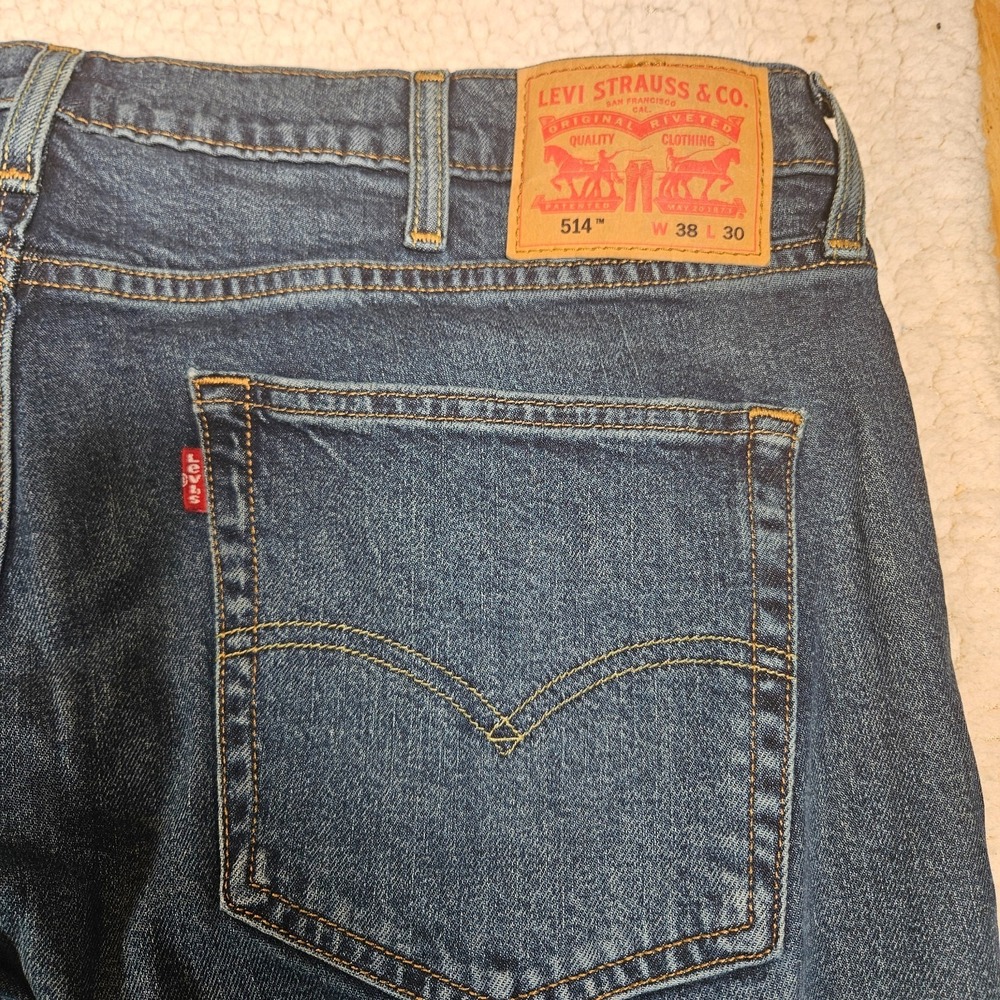 Mens Levis 514 Straight Fit Jeans Dark Wash Blue Denim 38x30 Lot of 2 - Picture 12 of 14